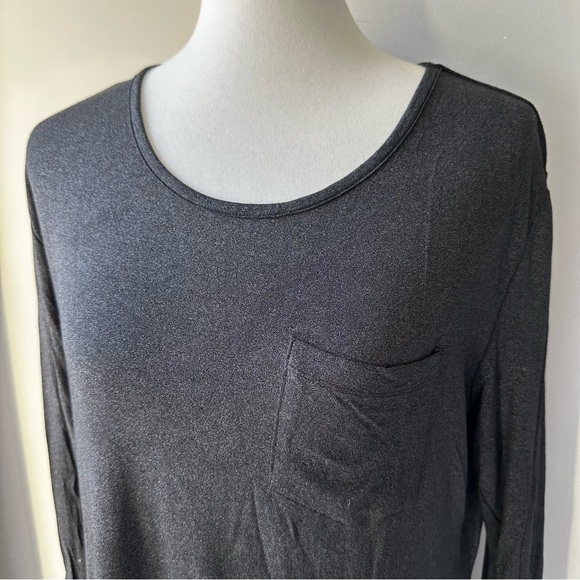 Belle Gray by Lisa Rinna Black/Gray Sparkle Long Sleeve Top Front Pocket Small - Picture 7 of 7
